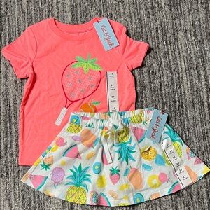 Cat & Jack Pink T-Shirt and Colorful Skirt Set 2T